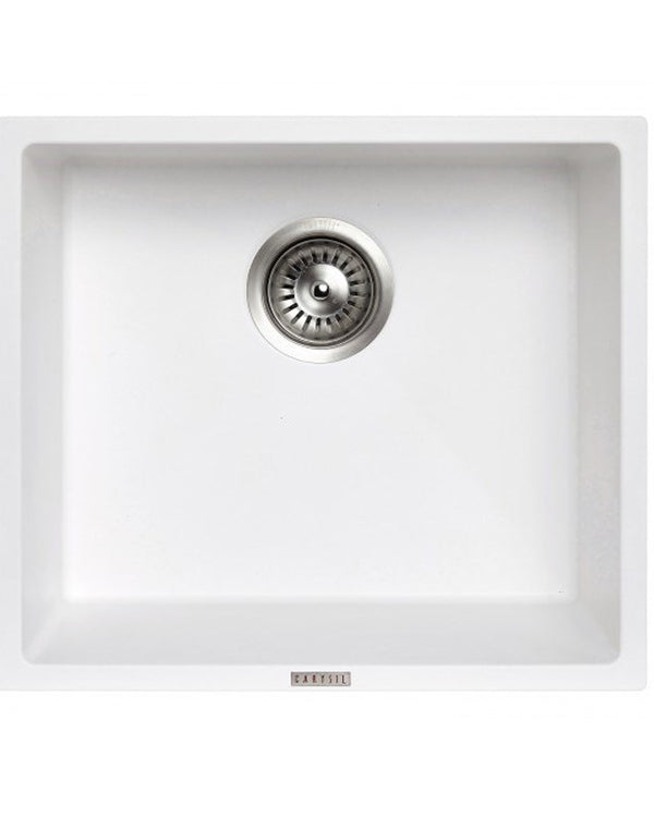 457x406mm White Carysil Granite Single Bowl Kitchen Sink