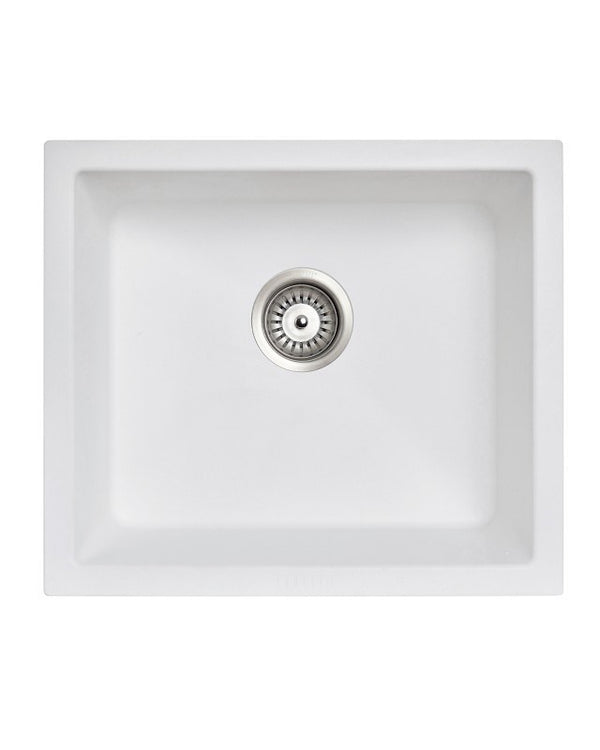 533x457mm White Carysil Granite Single Bowl Kitchen Sink