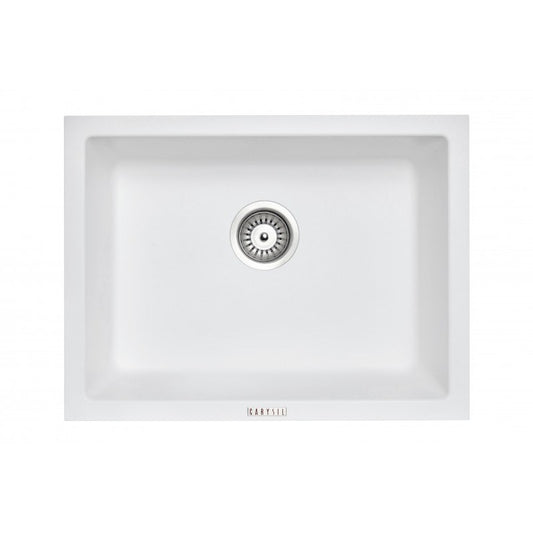 610x457mm White Carysil Granite Single Bowl Kitchen Sink
