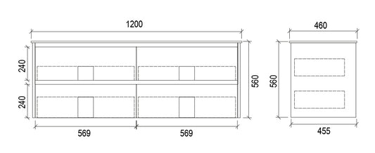 1200mm DOUBLE WALL HUNG PVC VANITY