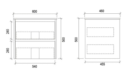600mm WALL HUNG PVC VANITY