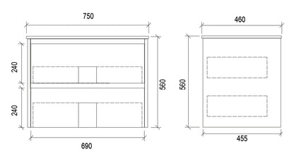 750mm WALL HUNG PVC VANITY