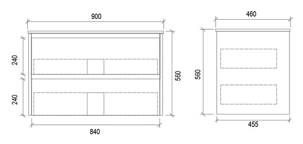 900mm WALL HUNG PVC VANITY