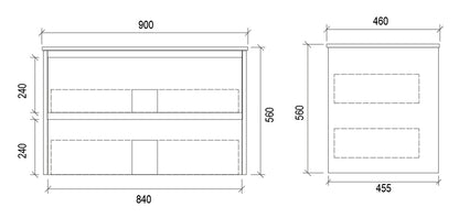 900mm WALL HUNG PVC VANITY