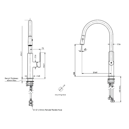 Astro II Pull-Down Sink Mixer - PVD Matte Black