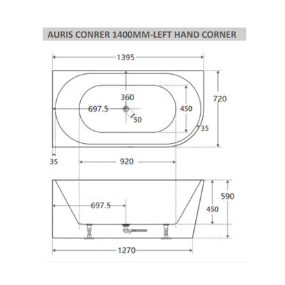Auris 1400mm left hand corner (gloss white)
