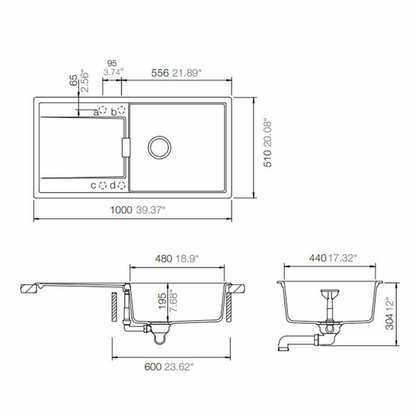 MONO SINGLE BOWL SINK - STONE