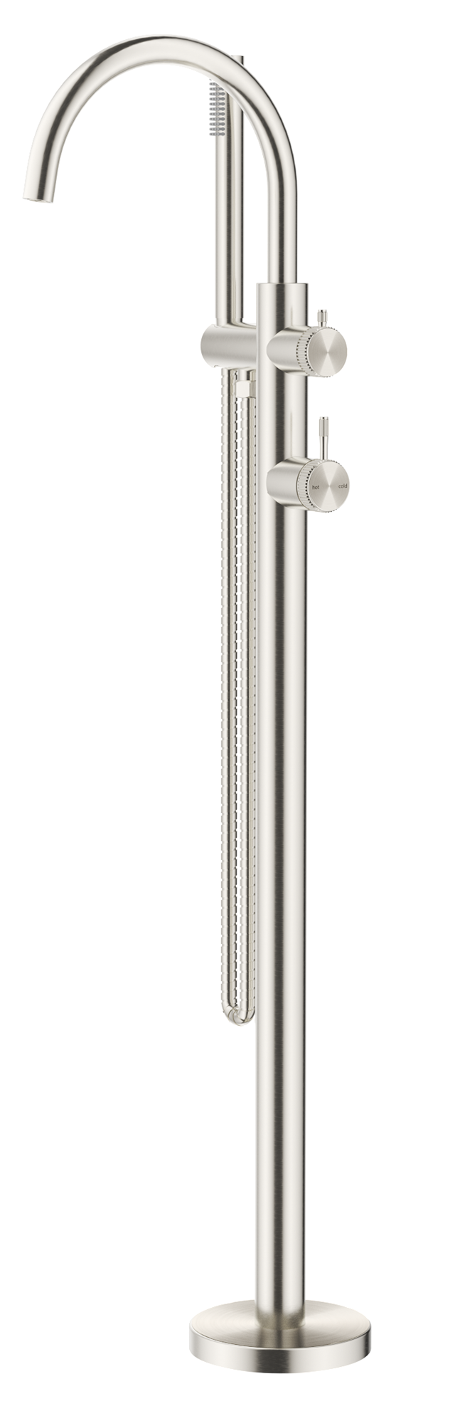Mica Fluted Freestanding Bath Mixer with Hand Shower Brushed Nickel