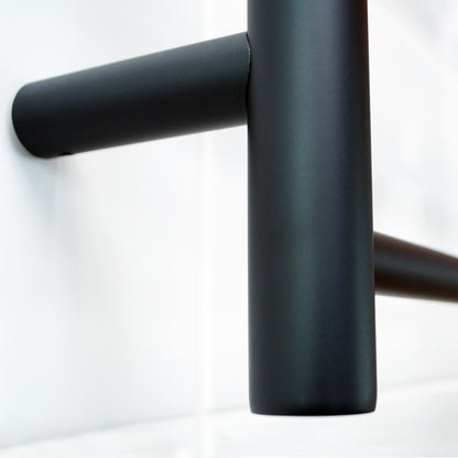 Black 430 x 1100mm Rnd Heated Towel Rail RIGHT