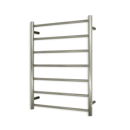Brushed Nickel 600 x 800mm Rnd Heated Towel Rail LEFT