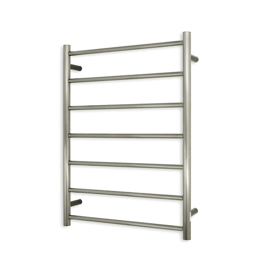 Brushed Nickel 600 x 800mm Rnd Heated Towel Rail RIGHT