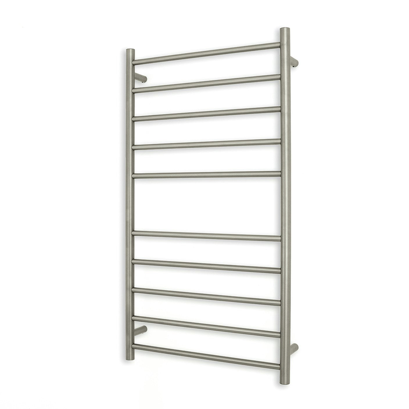 Brushed Nickel 600 x 1100mm Rnd Heated Towel Rail RIGHT