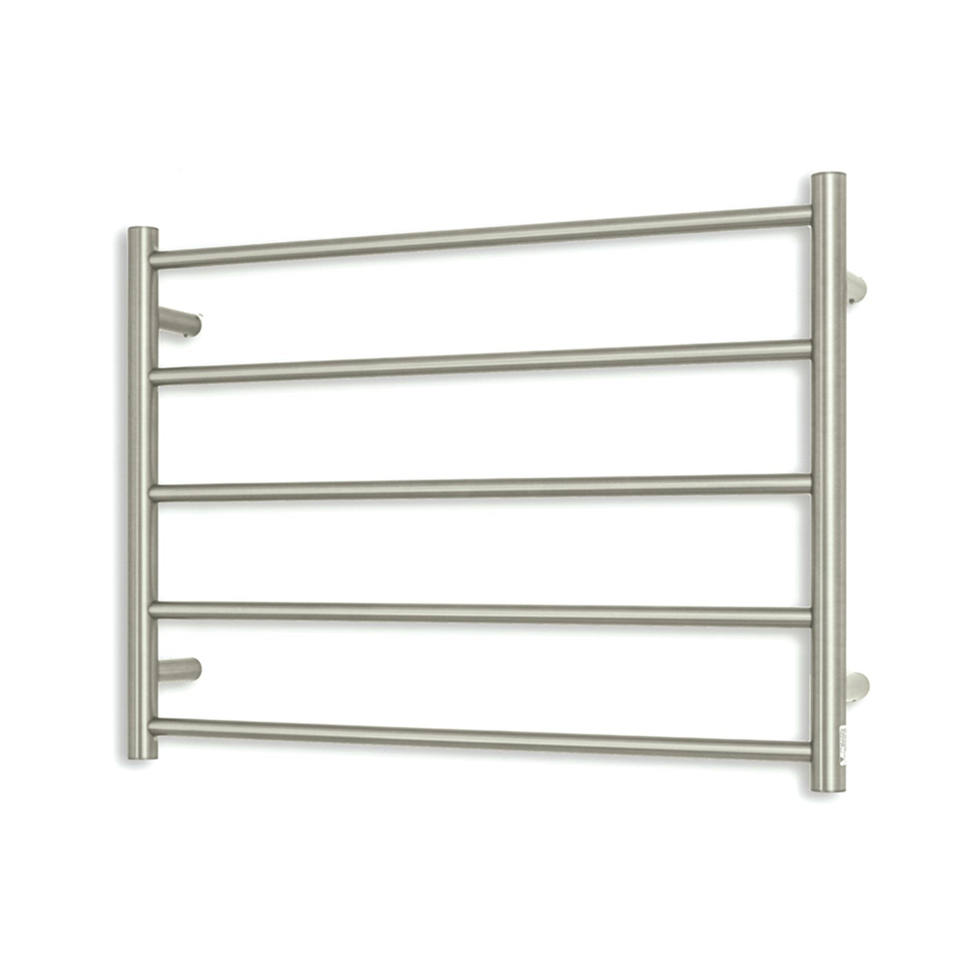 Brushed Nickel 750 x 550mm Rnd Heated Towel Rail LEFT