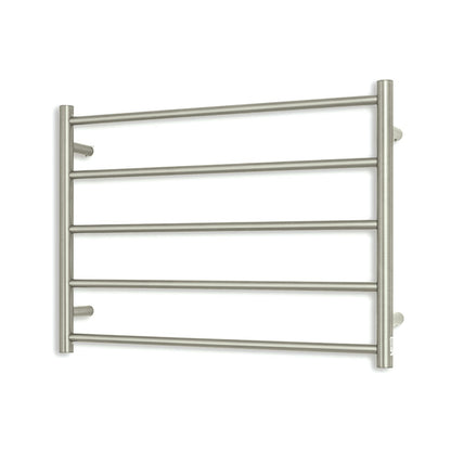 Brushed Nickel 750 x 550mm Rnd Heated Towel Rail LEFT