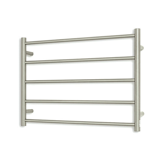 Brushed Nickel 750 x 550mm Rnd Heated Towel Rail LEFT