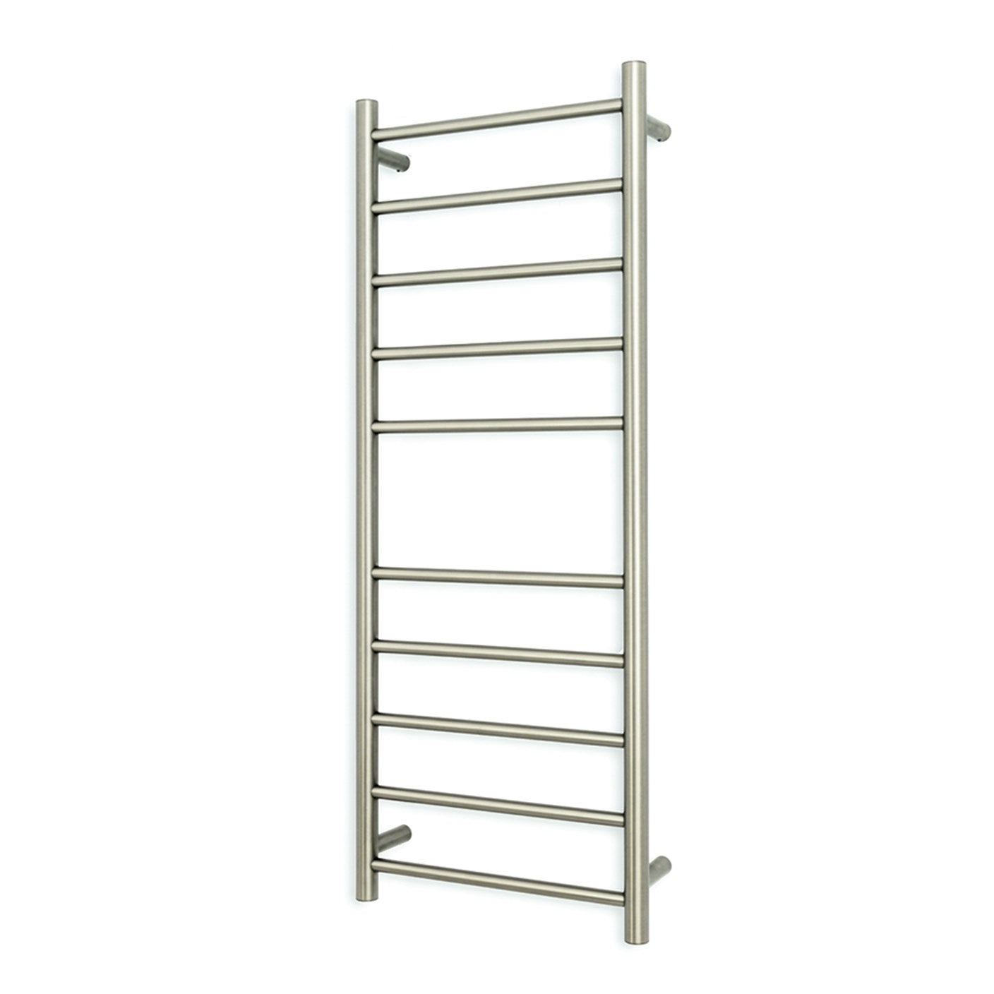 Brushed Nickel 430 x 1100mm Rnd Heated Towel Rail RIGHT