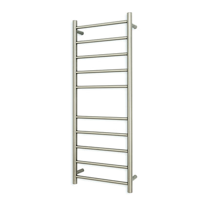 Brushed Nickel 430 x 1100mm Rnd Heated Towel Rail RIGHT