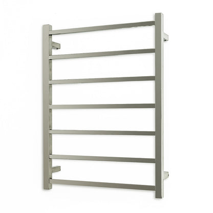 Brushed Nickel 600 x 800mm Squ Heated Towel Rail LEFT