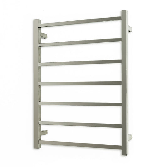 Brushed Nickel 600 x 800mm Squ Heated Towel Rail LEFT