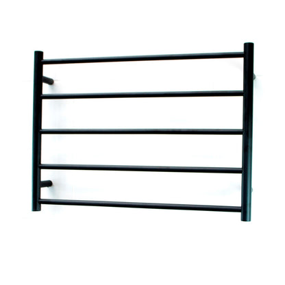 Black 750 x 550mm Rnd Heated Towel Rail LEFT