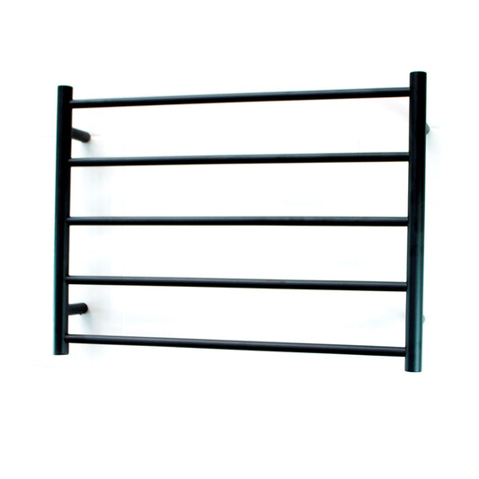 Black 750 x 550mm Rnd Heated Towel Rail LEFT