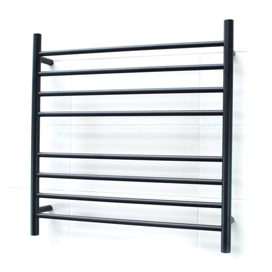 Black 750 x 750mm Rnd Heated Towel Rail LEFT