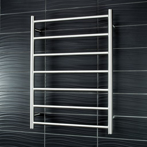 Brushed Satin 600 x 800mm Rnd Heated Towel Rail RIGHT