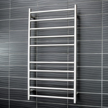 Brushed Satin 600 x 1100mm Rnd Heated Towel Rail LEFT