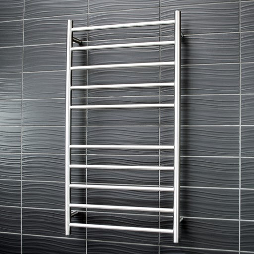 Brushed Satin 600 x 1100mm Rnd Heated Towel Rail RIGHT
