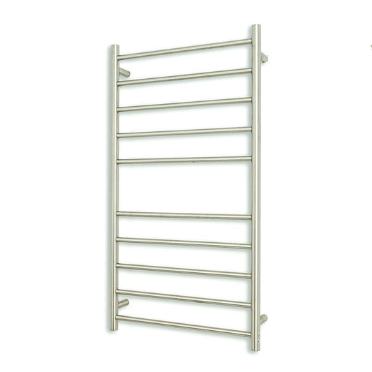 Brushed Satin 600 x 1100mm Rnd Heated Towel Rail LEFT