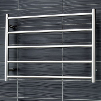 Brushed Satin 750 x 550mm Rnd Heated Towel Rail LEFT
