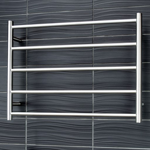 Brushed Satin 750 x 550mm Rnd Heated Towel Rail RIGHT