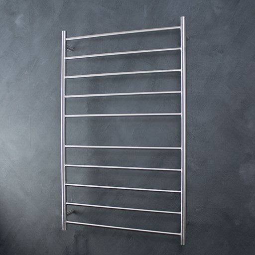 Brushed Satin 750 x 1200mm Rnd Heated Towel Rail LEFT