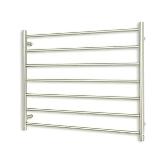 Brushed Satin 900 x 750mm Rnd Heated Towel Rail LEFT