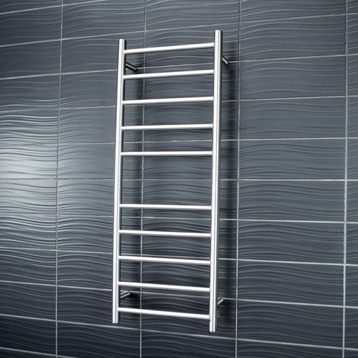 Brushed Satin 430 x 1100mm Rnd Heated Towel Rail RIGHT