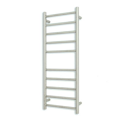 Low Voltage Brushed Satin 430 x 1100mm Rnd Heated Towel Rail RIGHT