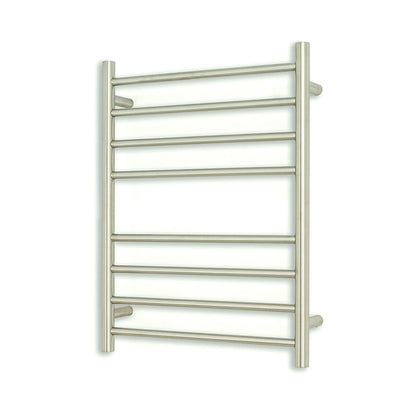 Brushed Satin 530 x 700mm Rnd Heated Towel Rail LEFT