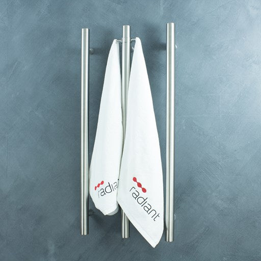 Vertical Single Heated Towel Bar 40mm X 950mm - Brushed Satin