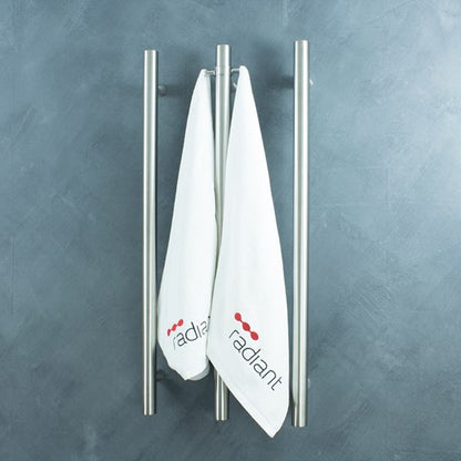 Vertical Single Heated Towel Bar 40mm X 950mm - Brushed Satin