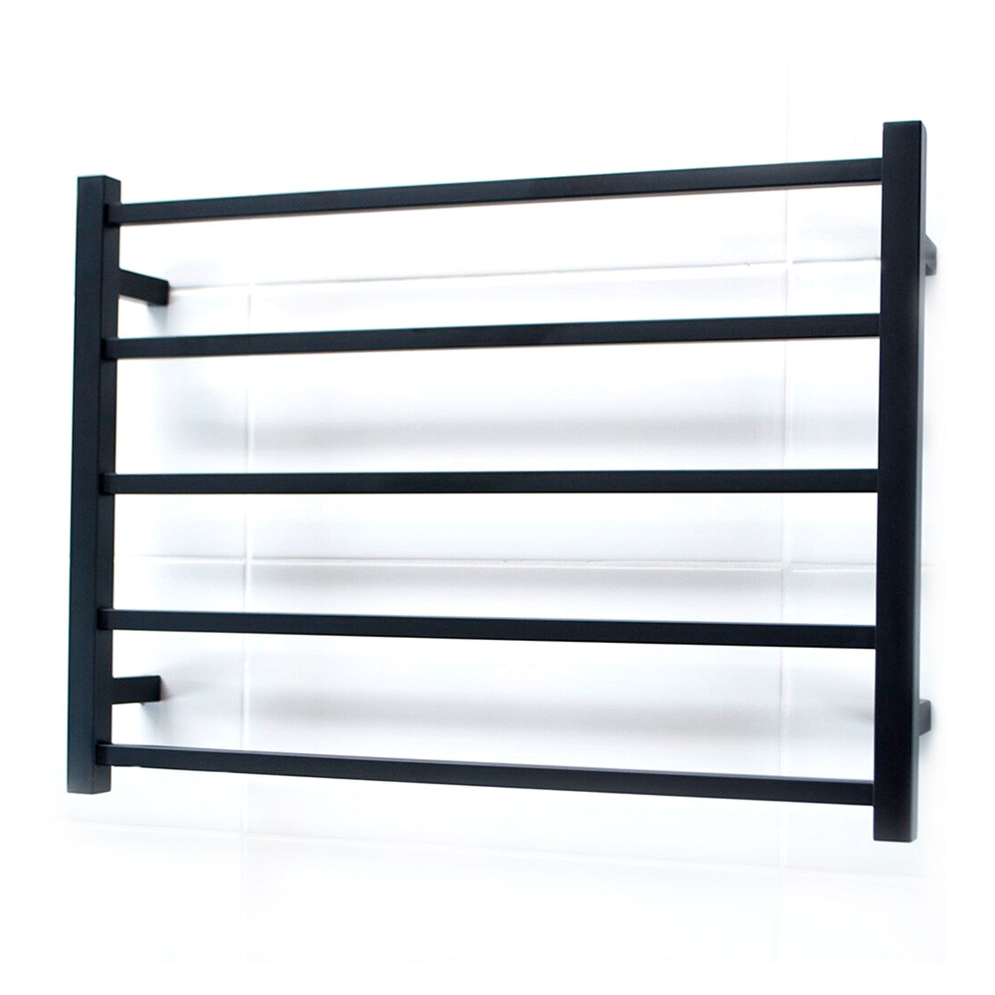 Black 750 x 550mm Squ Heated Towel Rail LEFT