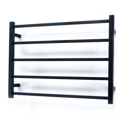 Black 750 x 550mm Squ Heated Towel Rail LEFT