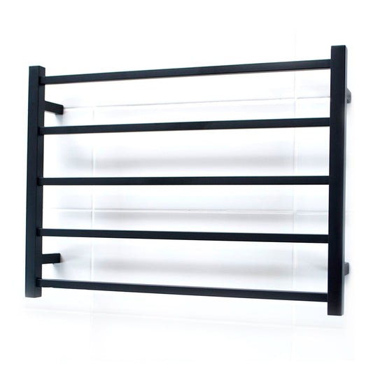 Black 750 x 550mm Squ Heated Towel Rail LEFT