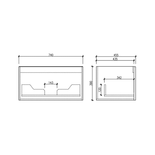 Cicero 750x460x405mm Walnut