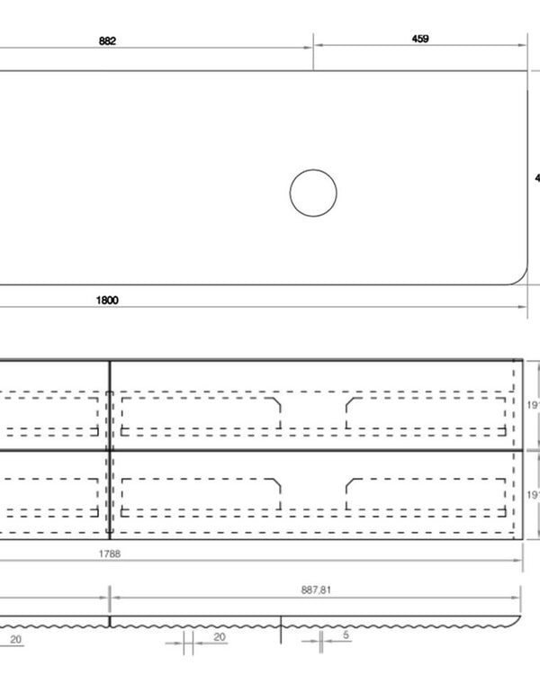 Gravity 1800x460x405mm Walnut