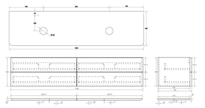 Gravity 1800x460x405mm Walnut
