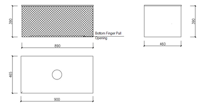 900x465x390mm Relievo Oak