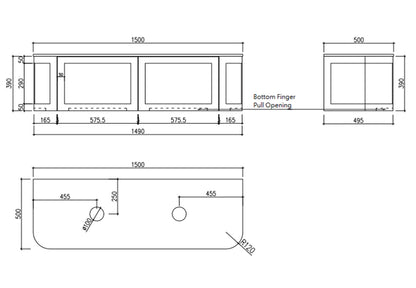 Westminster 1500x500x390mm Matte White