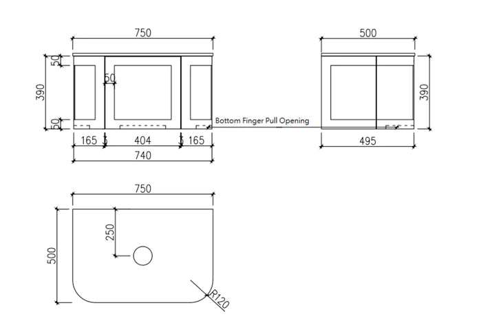 Westminster 750x500x390mm matte white
