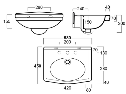 Claremont 58x45 Basin - 1TH