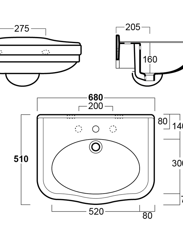 Claremont 68x51 Basin - 3TH